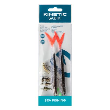 Kinetic Sabiki Soft Tail UV Black Fire Tail