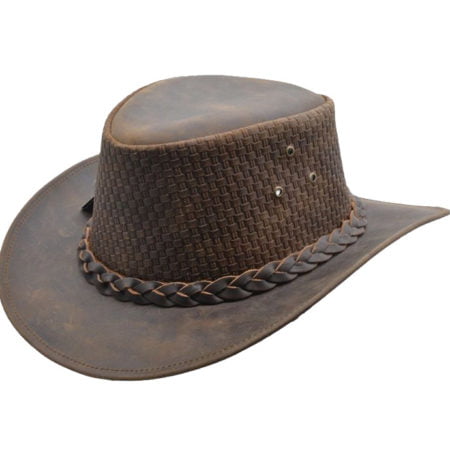 EA Genuine Leather Cowboy Hat Brown