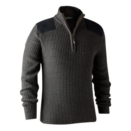 Deerhunter Rogaland Knit with Zip Neck - Dark Grey