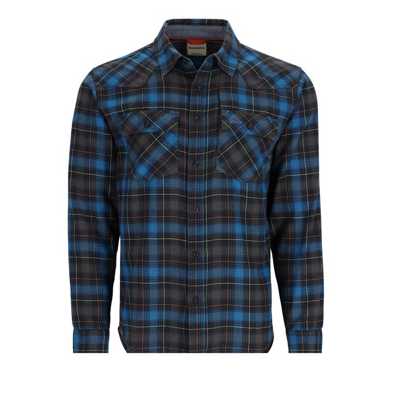 Simms Santee Flannel Shirt Black / Br Blue Pane Ombre