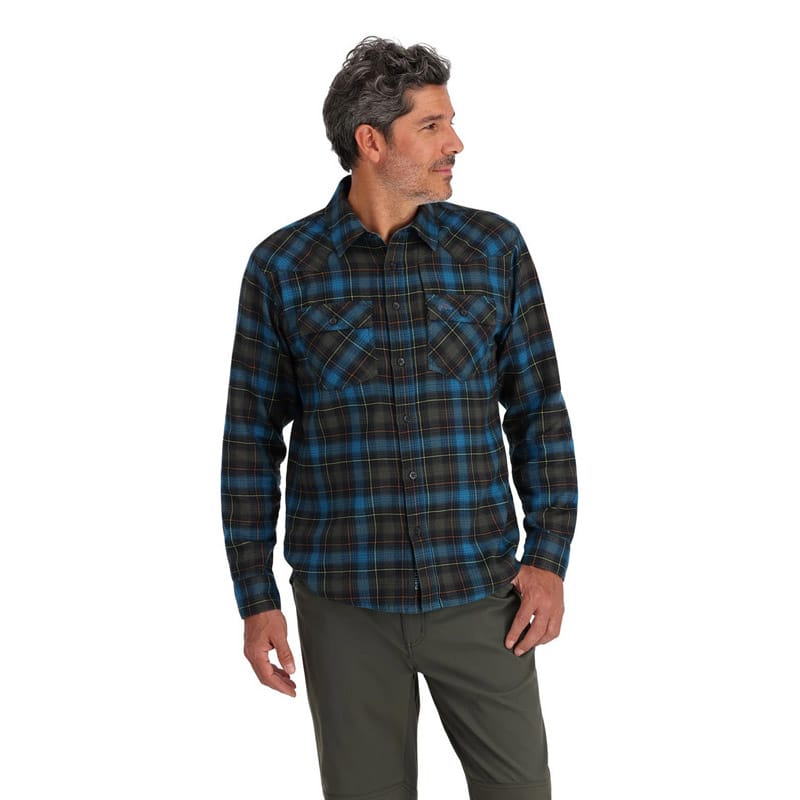 Simms Santee Flannel Shirt Black / Br Blue Pane Ombre - Image 2
