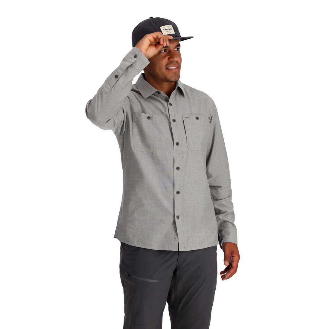 Simms Cutbank Chambray Shirt Cinder Chambray - Image 2