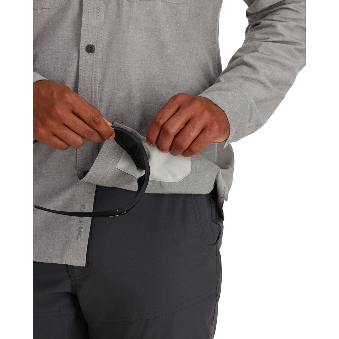 Simms Cutbank Chambray Shirt Cinder Chambray - Image 4