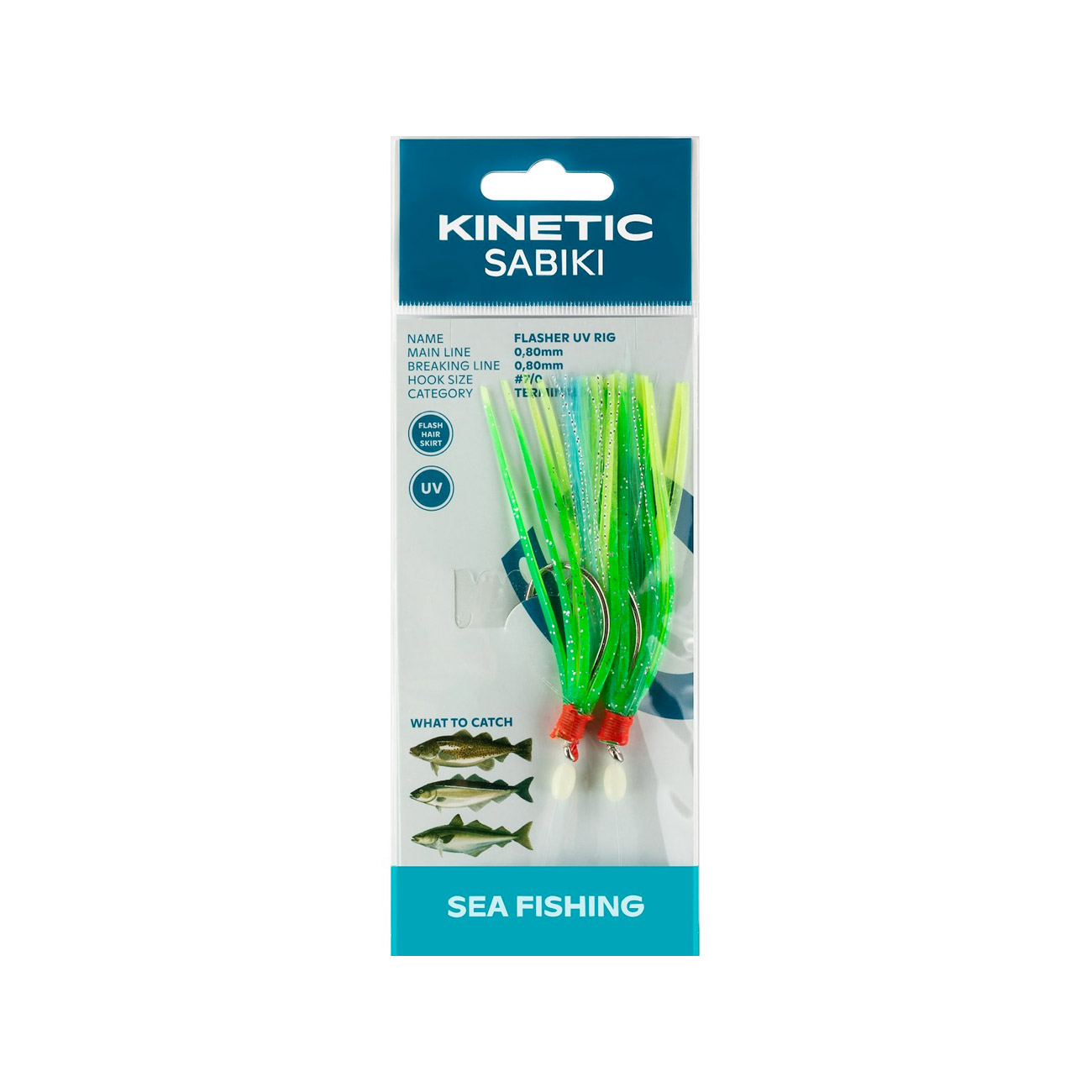 Kinetic Sabiki Flasher UV Green Yellow Blue