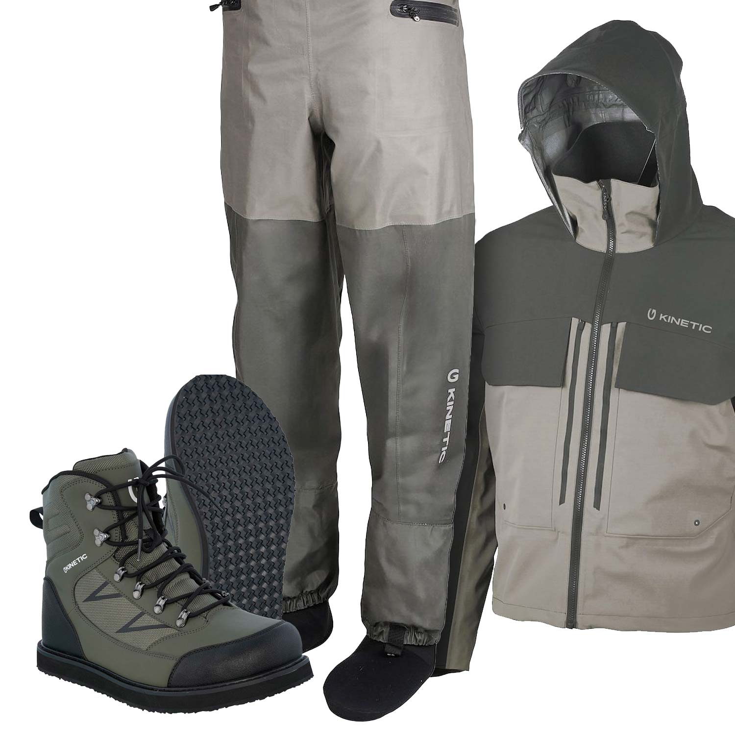 Kinetic X4 Waist Stockingfoot vöðlupakki með jakka – Gúmmísóli - Image 2